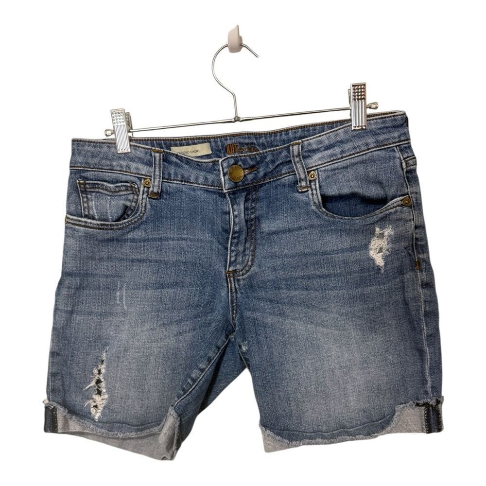 KUT from the Kloth Boyfriend Denim Shorts Size 6 Distressed Cuffed Blue